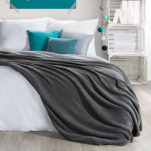 Home & Deco - Patura Coccolino moale si pufoasa pentru 2 persoane, 200X230 cm, Gri inchis