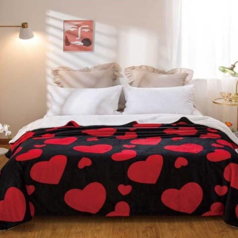 Home & Deco - Patura Coccolino moale si pufoasa pentru 2 persoane, 200X230 cm, Inimi Love