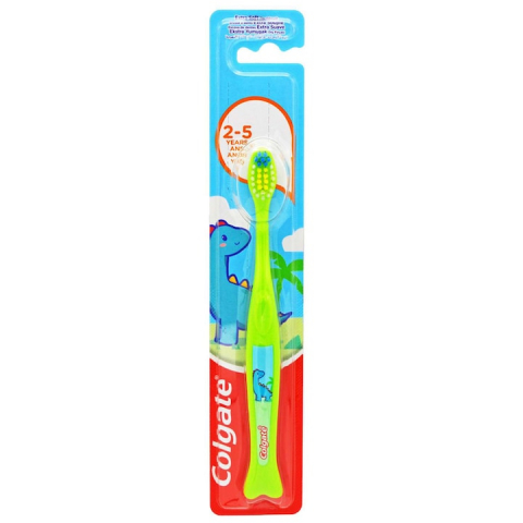 Produse Cosmetice - Periuta de Dinti Copii, Colgate, 2-5 ani, Extra-Soft, model Dinozaur, Verde