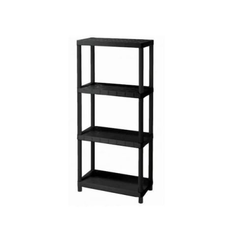 Casa & Gradina - Raft depozitare cu 4 polite, plastic negru, 60x30x135 cm