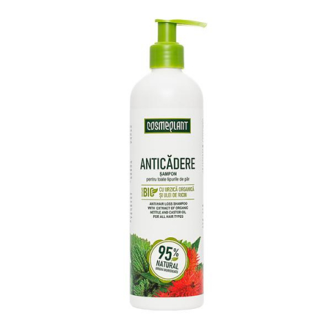 Produse Cosmetice - Sampon Anticaderea Parului cu urzica organica si ulei de ricin, 400 ml