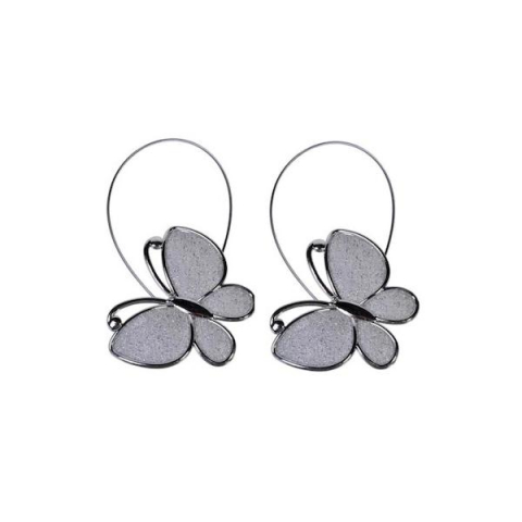 Home & Deco - Set 2 magneti decorativi pentru perdele, model fluture, argintiu