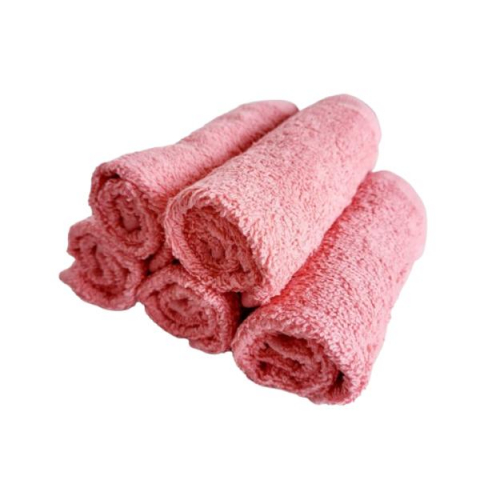 Home & Deco - Set 5 prosoape pentru bucatarie, 30x30 cm, 100% bumbac, Roz Somon