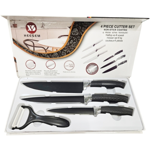 Set Cuțite Bucătărie HEESEN – 4 Piese – Lame Non‑Stick + Mâner Anti‑Alunecare [1]