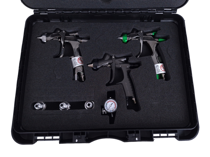 EXCLUSIVE FINISHING SET pistoale digitale, 130338A0DD-PR18, LS-400-SR2D 1.3ET WS-400-SR2D 1.3HD + WS PRIMER, 3 cani, 1 manometru Impact Controller2, Anest IWATA - Copie [2]