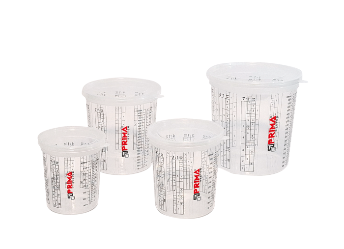 Pahare mixare gradate, transparente, cu capac simplu, 400 / 600 / 1100 / 1900 ml, Prima System [1]