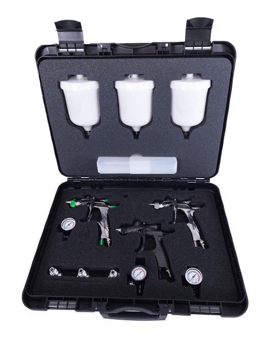EXCLUSIVE FINISHING SET pistoale de vopsire, 130338A0SS-PR16, LS-400-SR2 1.3ET WS-400-SR2 1.3HD + WS PRIMER 1,6; 3 cani 2 manometre AFV, Anest IWATA [2]