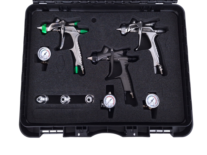EXCLUSIVE FINISHING SET pistoale de vopsire, 130338A0SS-PR16, LS-400-SR2 1.3ET WS-400-SR2 1.3HD + WS PRIMER 1,6; 3 cani 2 manometre AFV, Anest IWATA [3]