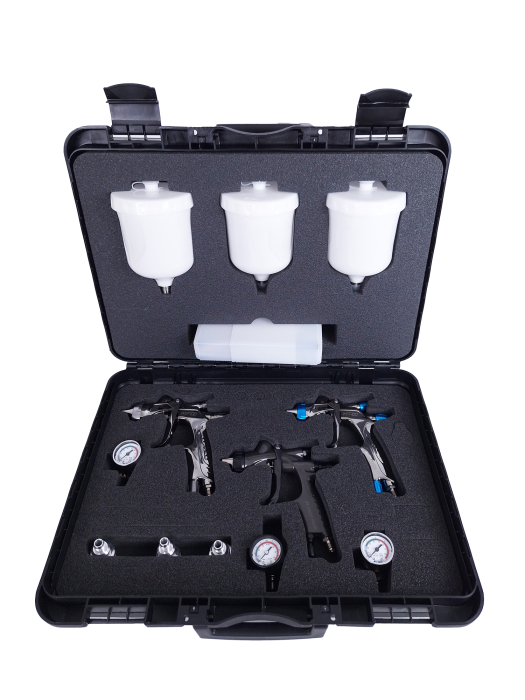 EXCLUSIVE FINISHING SET pistoale de vopsire, 130301A0SS-PR18W, WS400SR2 1,3HD + WS400 SR2 BF-S + WS PRIMER 1,8; 3 cani 2 manometre AFV + 1 Manometru Impact Controller2, Anest IWATA [2]