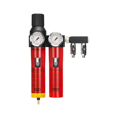 OFERTE - Baterie filtru aer 444 dubla cu 2 ieșiri de1/4", robineti, SATA