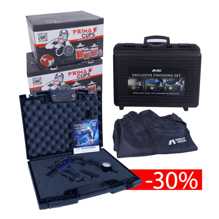 Pistoale de vopsire - TYPHOON The Ion Master + EXCLUSIVE FINISHING SET (Digitale) 130301A0DD-PR18W, pistoale de vopsire Digitale, 130338A0DD-PR18, LS-400-SR2D 1.3ET WS-400-SR2D 1.3HD + WS PRIMER, 3 cani, 1 manometru Impac