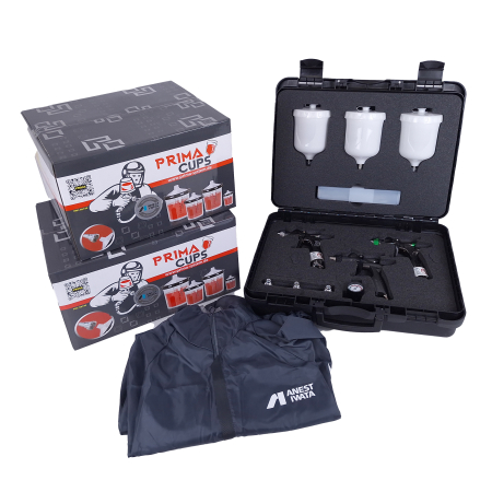 Pistoale de vopsire - EXCLUSIVE FINISHING SET pistoale digitale, 130338A0DD-PR18, LS-400-SR2D 1.3ET WS-400-SR2D 1.3HD + WS PRIMER, 3 cani, 1 manometru Impact Controller2, Anest IWATA - Copie