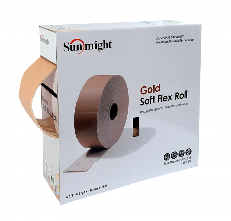 Materiale abrazive - Gold - SOFT FLEX - ALoX, rola velcro, 114 mm X 25 m, Sunmight