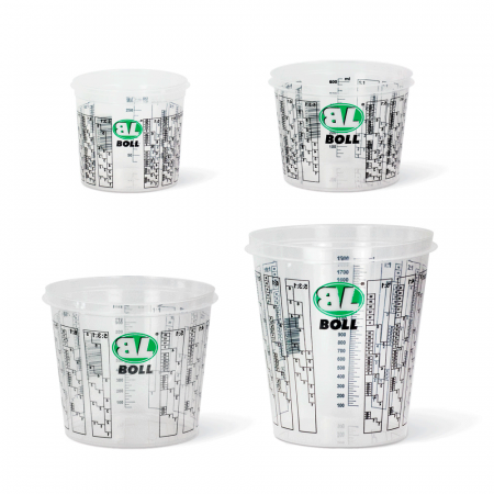 Degresare - Spalare - Pahare mixare gradate, transparente, cu capac, 400 / 650 / 1300 / 2240 ml, Boll