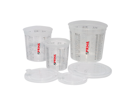 Pregătire - Pahare mixare gradate, transparente, cu capac cu dop 1100 / 1900 / 4000 ml, Prima System