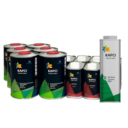 Kapci Coatings - PROMOTIE Lac PRIMA 6+6+1, 6 x Lac 6050 UHS, 6 x Intaritor 6055, 1 x Diluant 601, Kapci Coatings