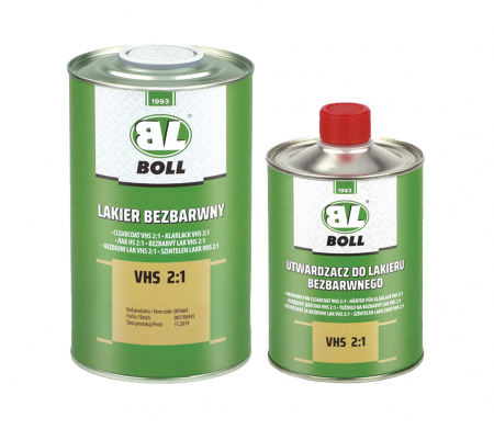 Lacuri | Fillere | Grunduri - Pachet - Lac transparent VHS 2:1, 1 L + Intaritor pentru lac VHS 2:1, standard / rapid, 500 ml, Boll