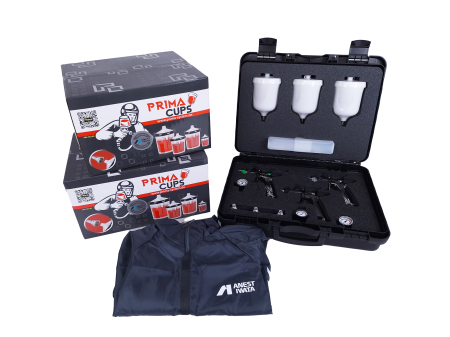 Pistoale de vopsire - EXCLUSIVE FINISHING SET pistoale de vopsire, 130338A0SS-PR16, LS-400-SR2 1.3ET WS-400-SR2 1.3HD + WS PRIMER 1,6; 3 cani 2 manometre AFV, Anest IWATA