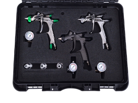 EXCLUSIVE FINISHING SET pistoale de vopsire, 130338A0SS-PR16, LS-400-SR2 1.3ET WS-400-SR2 1.3HD + WS PRIMER 1,6; 3 cani 2 manometre AFV, Anest IWATA [2]