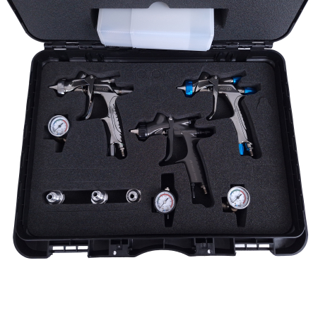 EXCLUSIVE FINISHING SET pistoale de vopsire, 130301A0SS-PR18W, WS400SR2 1,3HD + WS400 SR2 BF-S + WS PRIMER 1,8; 3 cani 2 manometre AFV + 1 Manometru Impact Controller2, Anest IWATA [2]