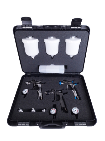 EXCLUSIVE FINISHING SET pistoale de vopsire, 130301A0SS-PR18W, WS400SR2 1,3HD + WS400 SR2 BF-S + WS PRIMER 1,8; 3 cani 2 manometre AFV + 1 Manometru Impact Controller2, Anest IWATA [1]