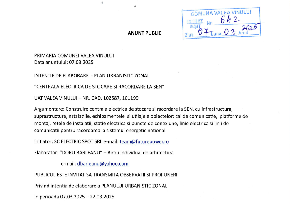 ANUNT PUBLIC - 07.03.2025
