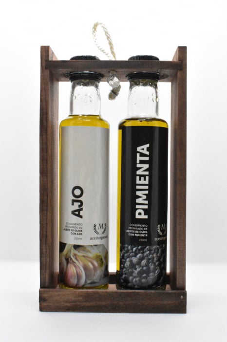 Suport din lemn cu 2 compartimente ulei. [2]