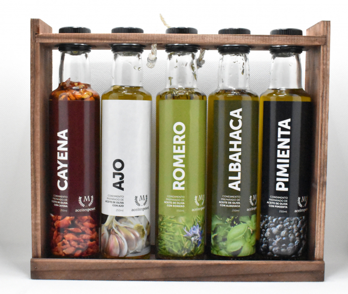 Suport din lemn cu  5 compartimente  ulei. [2]