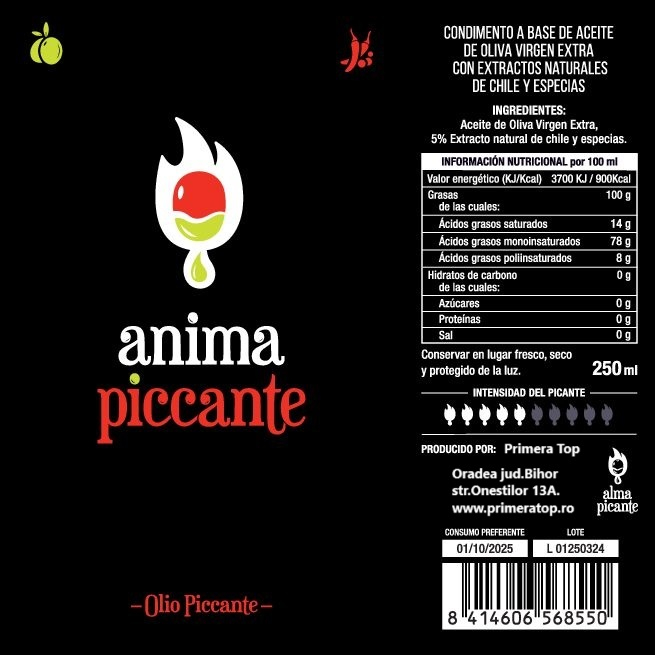 Ulei de măsline extra virgin condimentat cu extract natural de chilli. [4]