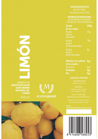 Ulei de măsline extra virgin cu aromă naturală de lămâie. [1]