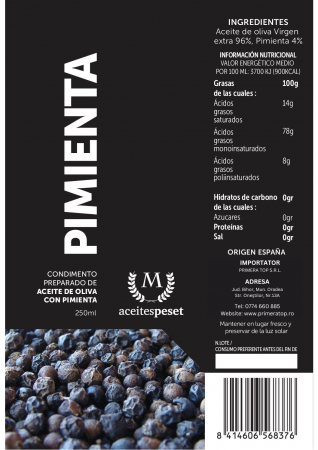 Ulei de măsline extra virgin infuzat cu piper. [1]