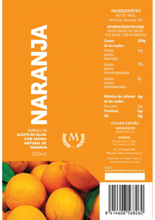 Ulei de măsline extra virgin cu aroma naturala de portocale. [1]