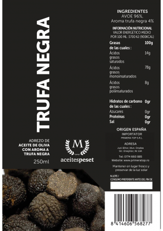 Ulei de măsline extra virgin cu aroma naturala de trufă neagră. [1]