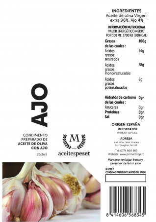 Ulei de măsline extra virgin infuzat cu usturoi. [1]