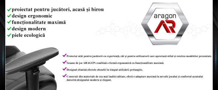 Scaun de gaming, cu perna lombara, alb, gri si rosu, 65x67x112 cm + mousepad cadou, Aragon [9]