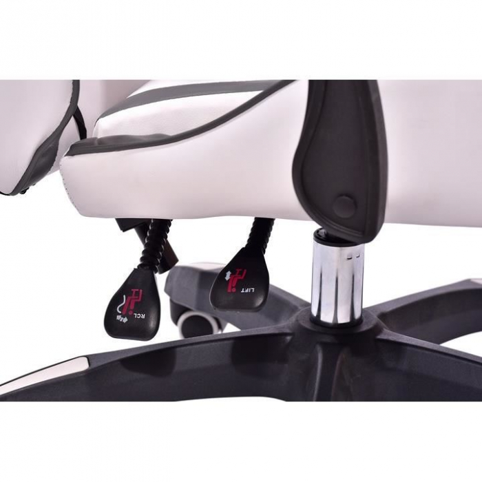 Scaun de gaming, cu perna lombara, alb, gri si rosu, 65x67x112 cm + mousepad cadou, Aragon [5]
