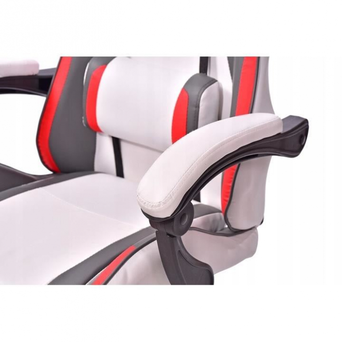 Scaun de gaming, cu perna lombara, alb, gri si rosu, 65x67x112 cm + mousepad cadou, Aragon [4]