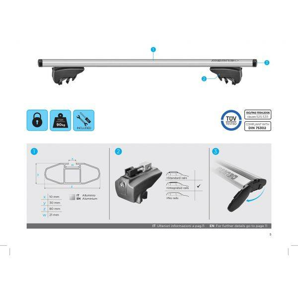 Bare transversale Menabo Lince Silver XL pentru BMW X3 (G01) 2017+ [5]