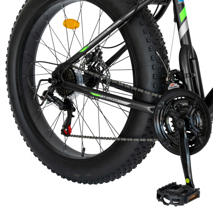 Bicicleta Fat-Bike Velors Wolf V2605D 26", Negru/Alb/Verde [3]