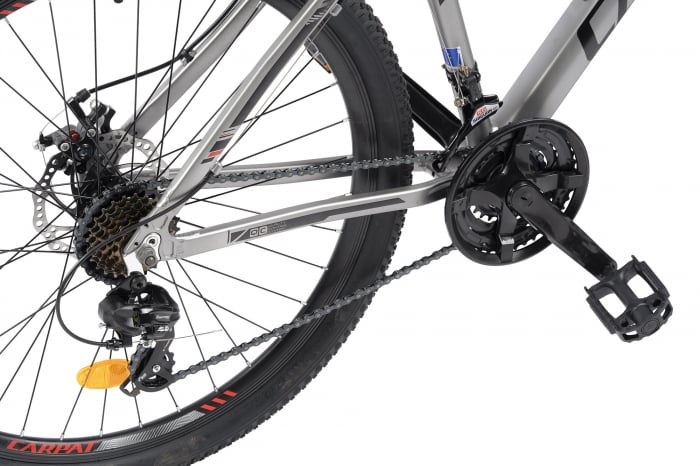 Bicicleta MTB-HT CARPAT C2759C Spartan, Shimano Tourney, 21 Viteze, Cadru Aluminiu, Roti 27.5 Inch, Frane Mecanice Disc, Gri/Rosu/Negru [5]