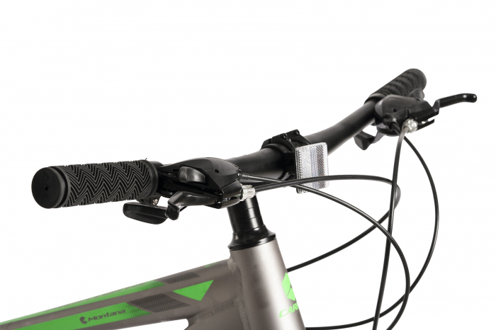 Bicicleta MTB-HT Montana C2999A, Manete Schimbator Secventiale, 21 Viteze, Cadru Aluminiu, Roti 29 Inch, Frane pe Disc, Carpat, culoare Gri/Negru/Verde [8]