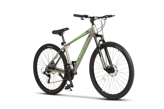 Bicicleta MTB-HT Montana C2999A, Manete Schimbator Secventiale, 21 Viteze, Cadru Aluminiu, Roti 29 Inch, Frane pe Disc, Carpat, culoare Gri/Negru/Verde [2]