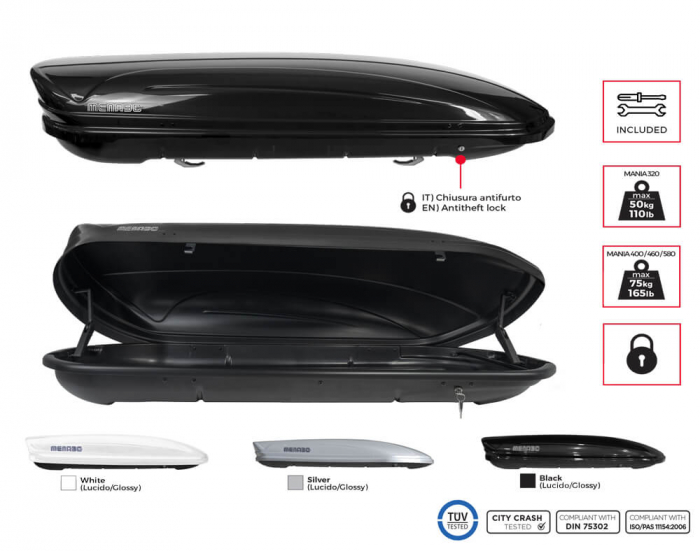 Cutie portbagaj Menabo Mania 460 DUO ABS Black, 195x79x36cm [9]