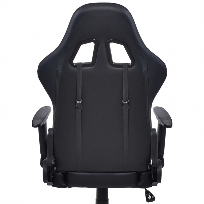 Scaun de gaming alb-negru cu suport de picioare + mousepad cadou [6]