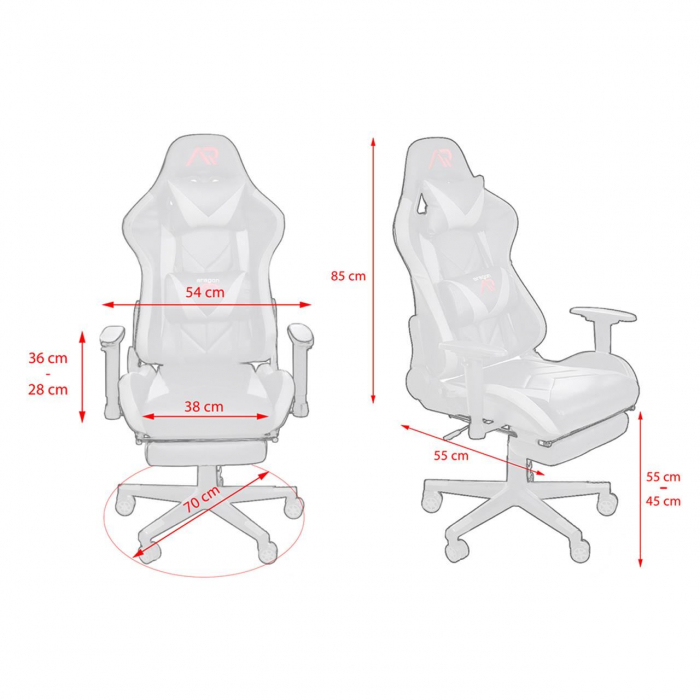 Scaun de gaming alb-negru cu suport de picioare + mousepad cadou [5]
