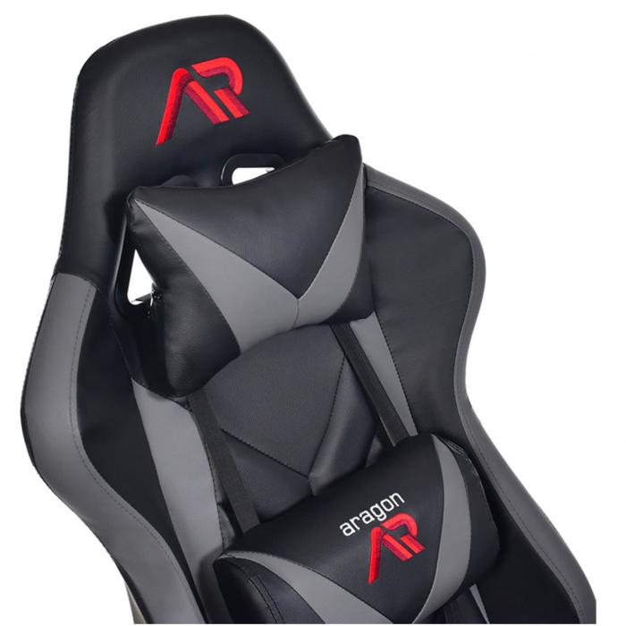 Scaun de gaming alb-negru cu suport de picioare + mousepad cadou [4]