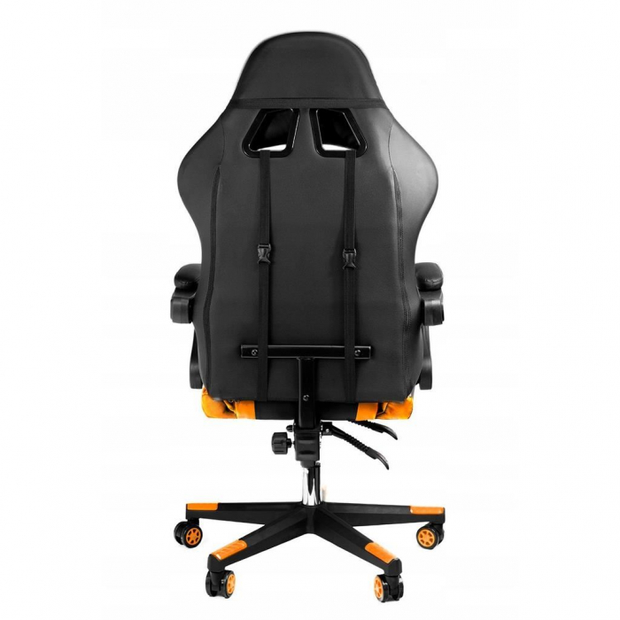 Scaun de gaming, cu perna lombara, portocaliu si negru, 65x67x112 cm + mousepad cadou, Aragon [3]