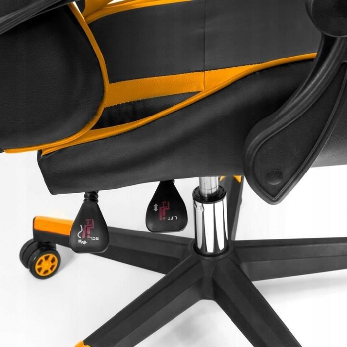 Scaun de gaming, cu perna lombara, portocaliu si negru, 65x67x112 cm + mousepad cadou, Aragon [6]