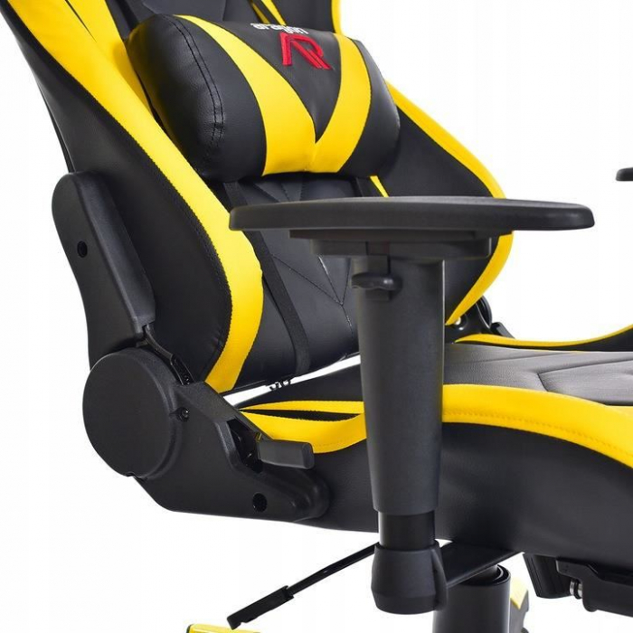 Scaun de gaming galben-negru cu suport de picioare [6]