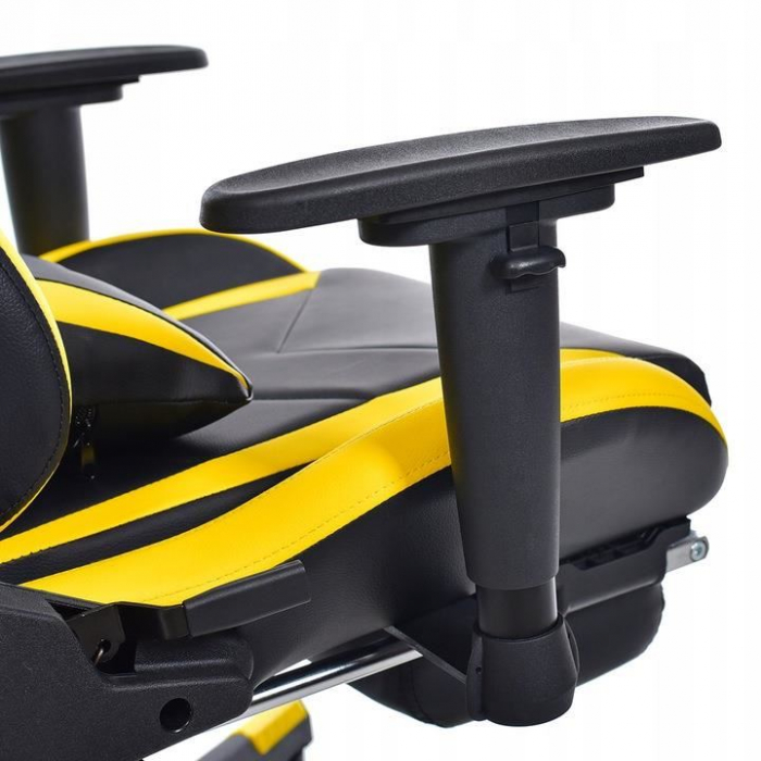 Scaun de gaming galben-negru cu suport de picioare [4]